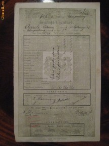 DOCUMENT SCOLAR BUCOVINA - CAMPULUNG - 1922 foto