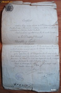 Certificat 1893 Directorul General al Telegrafelor si Postelor foto