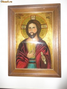 ISUS CHRISTOS icoana pe sticla foto