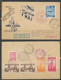 RFL Romania 1948 1 Mai timbru de Posta Aeriana pe FDC circulat pana in SUA foto