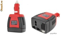 MINI INVERTOR DE LA 12V LA 220V PUTERE MAX IN W 150 , produs nou foto