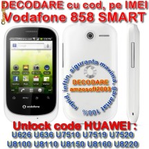 DECODARE VODAFONE 858 SMART ( HUAWEI U8160 ), ONLINE, PE IMEI *** Trimit codul pe mail, Y, Skype etc. *** PRET PROMOTIONAL *** foto