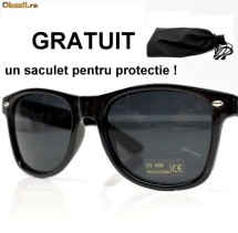 Ochelari Wayfarer 01 Black, unisex ; Cadou : un saculet pentru protectia acestora ! foto