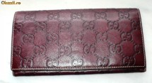 Portofel dama GUCCI, piele, original, grena-visiniu, vintage, folosit dar IMPECABIL!!! VEZI POZE!! foto