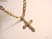 lantisor aur 14K barbatesc  11 g. cu cruciulita foto