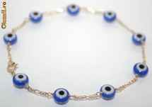 deosebita bratara aur galben 14K pietre norocoase Dark Blue Evil Eye foto