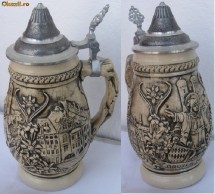 Halba din ceramica cu capac din zinc MUNCHEN Germania foto