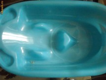 Oferta-Vand 3 cadite plastic Mini blu+termometru de baie+sare de baie cu ulei de masline organic,tarate de grau Topfer Baby care foto