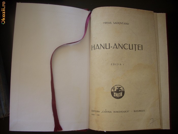 Mihail Sadoveanu - Hanu'Ancutei / Editie Princeps / 1928 foto mare