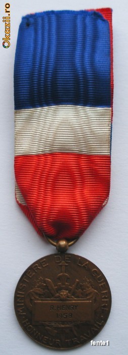 Franta -Ministere de la Guerre -Honneur Travail -R.Henry 1958 foto mare