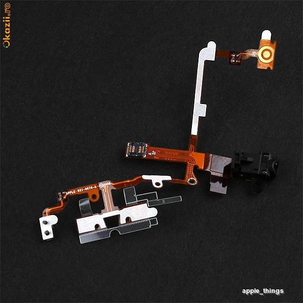 Banda Folie Flex Flexibila Cablu Audio cu Mufa Jack Black si butoane interne Volum Silent Power ORIGINAL Apple iPhone 3G foto mare