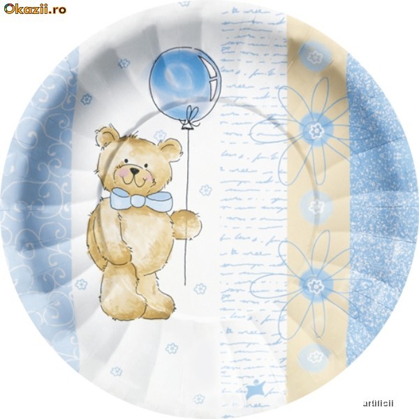 Set de 10 Farfurii  botez 18cm foto mare