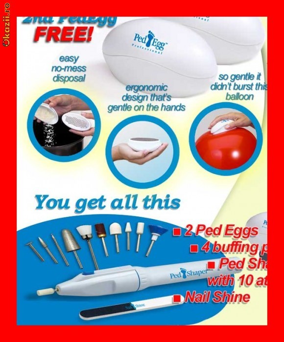 Set manichiura pedichiura 11accesorii + 2 PED EGG,VAZUT LA TV !!!Sed ped egg 18 piese. foto mare