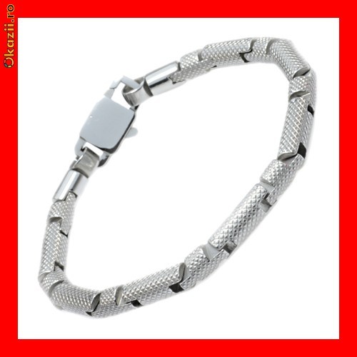 Bratara Otel Inox Model Cilindric Texturat Barbatesc BSS-199 foto mare