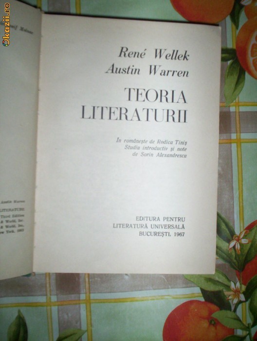Teoria literaturii-RENE WELLEK,AUSTIN WARREN foto mare