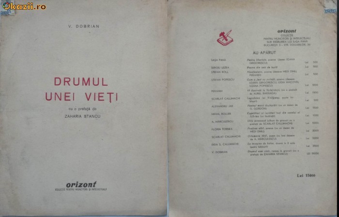 V. Dobrian , Drumul unei vieti , colectia Orizont , tiraj 150 exemplare numerotate , exemplar 37 , cu 10 gravuri de autor , 1945 , avangarda foto mare