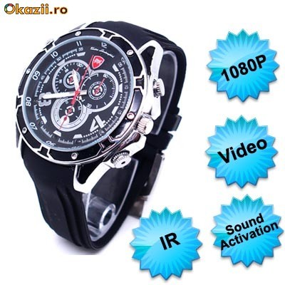 Ceas cu Camera Ascunsa,Functii Multiple,IR,Detectie la Sunet,8GB,Waterproof foto mare
