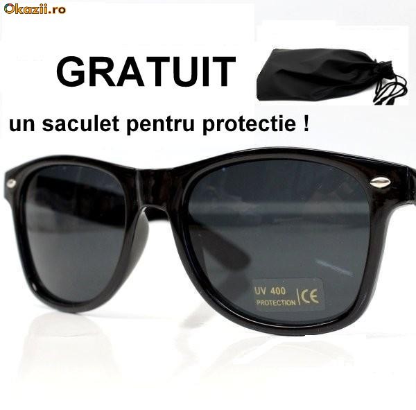 Ochelari Wayfarer 01 Black, unisex ; Cadou : un saculet pentru protectia acestora ! foto mare