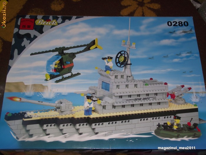 jucarie nava de razboi tip lego, vapor de lupta , figurine, jocuri educative foto mare