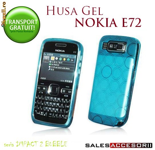 HUSA ALBASTRA GEL - SILICON NOKIA E72 - TRANSPORT GRATUIT foto mare