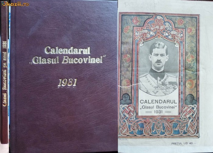 Calendarul Glasul Bucovinei , Cernauti , 1931 foto mare