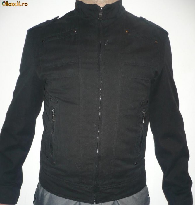 Geaca jacheta moderna Y.O.U.din denim blugi casual sport foto mare