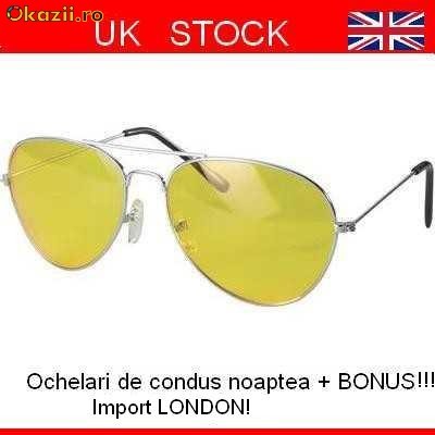 Ochelari de condus noaptea/ceata model AVIATOR + 100% UV Protection + BONUS !Bucuresti/Provincie foto mare