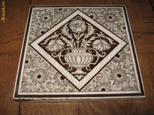 Placa ceramica Art Nouveau cca 1900 foto mare