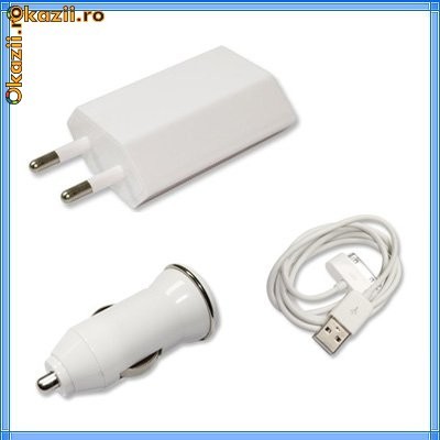 incarcator priza+cablu date incarcare iPhone 3G 3GS 4G iPod foto mare