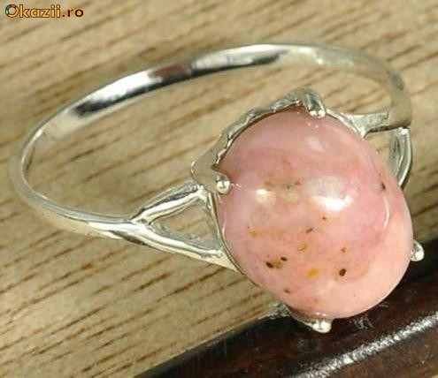 Inel argint .925 si Natural Opal Roz foto mare