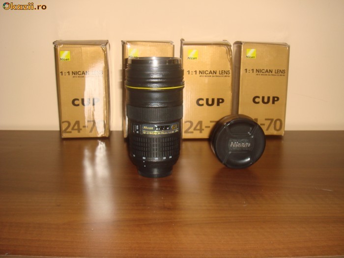 Cana cafea Nikon Lens 1:1 AF-S 24-70mm f/2.8 - Nican Lens Coffee Cup Mug D70 foto mare