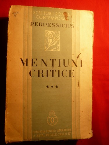 PERPESSICIUS - Mentiuni Critice - 1936 foto mare