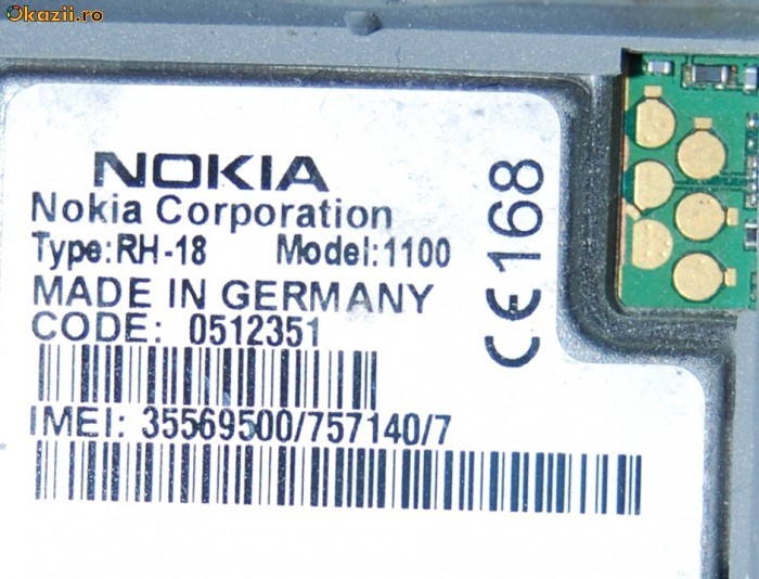 Vand Nokia 1100 rh-18 germania, IMPECABIL foto mare